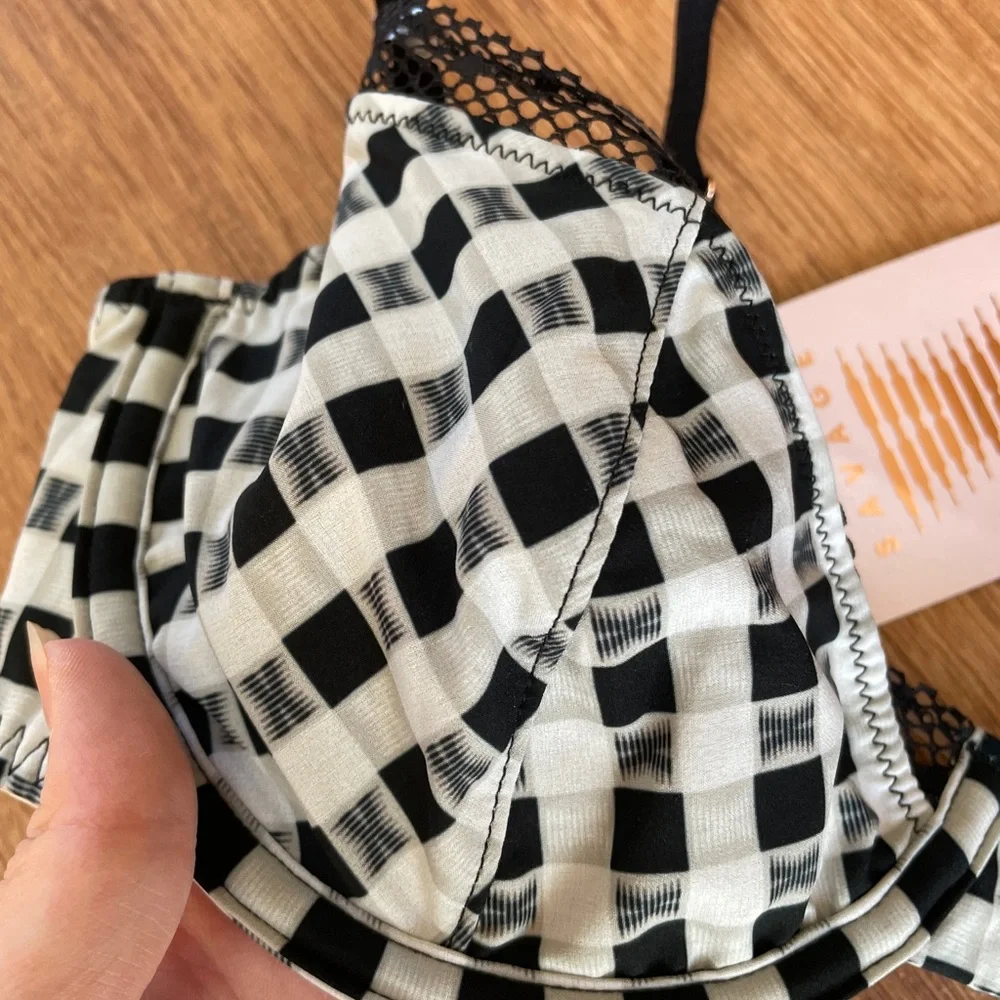 Savage Fenty Womens Checkered Bra Size 32D Sexy Lingerie NWT Rihanna‎